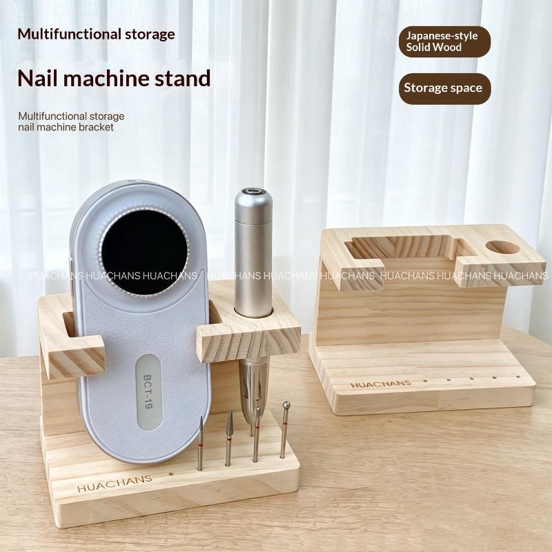 Nail Tech Accessories - حامل محمول خشبي لرؤوس أداة حفر