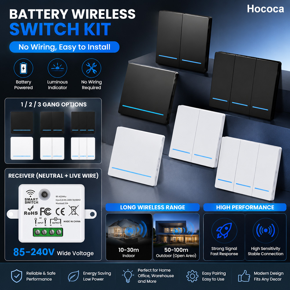 Power Bank Wireless - مفتاح لاسلكي Hococa CR2032 يعمل بالبطارية،