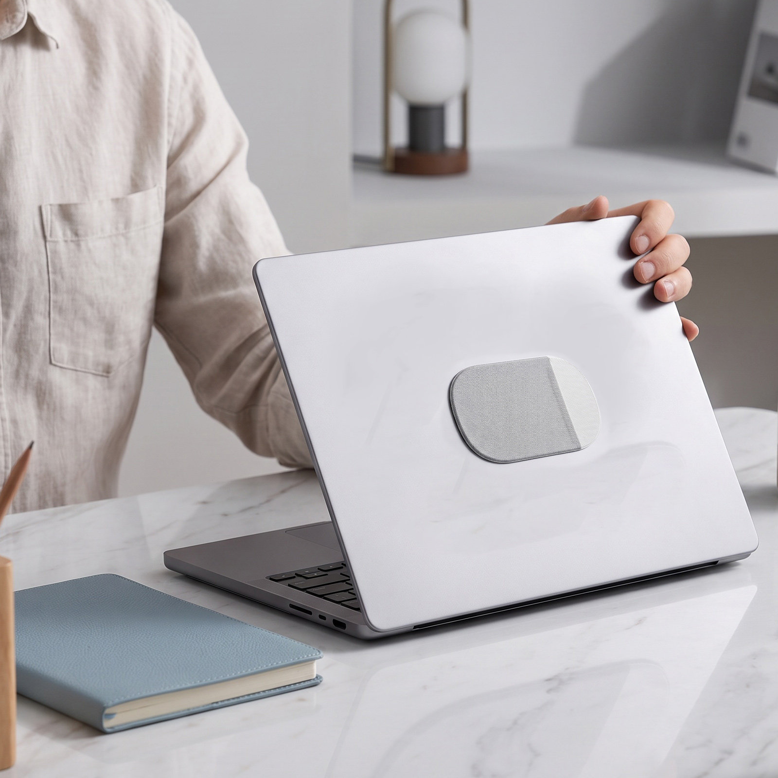 Tech Accessories For Laptop - حامل ماوس لابتوب لاصق رمادي، حافظة